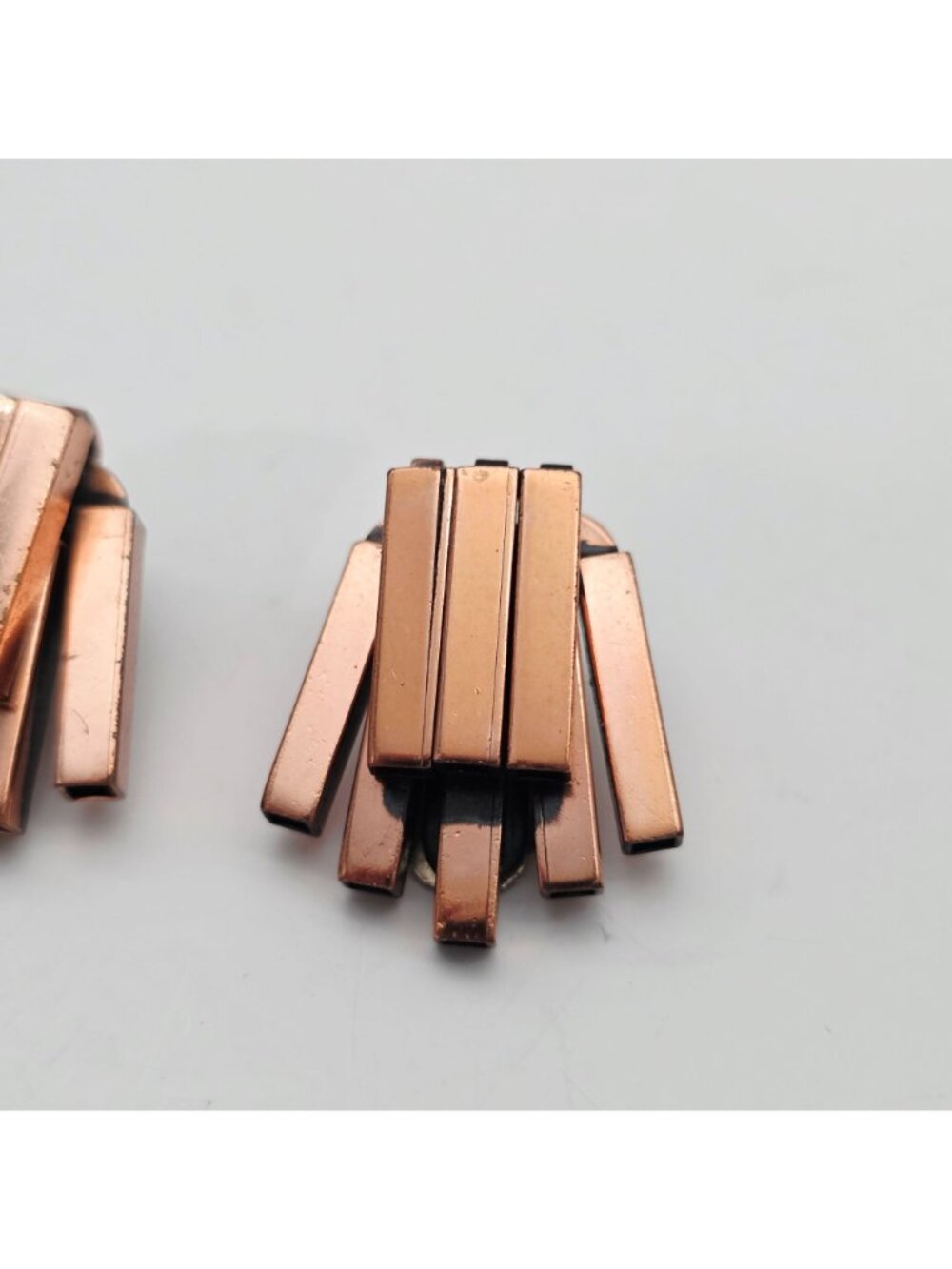 Renoir Copper Clip-On Earrings Geometric Bar Design MCM Jewelry - Picture 4 of 10